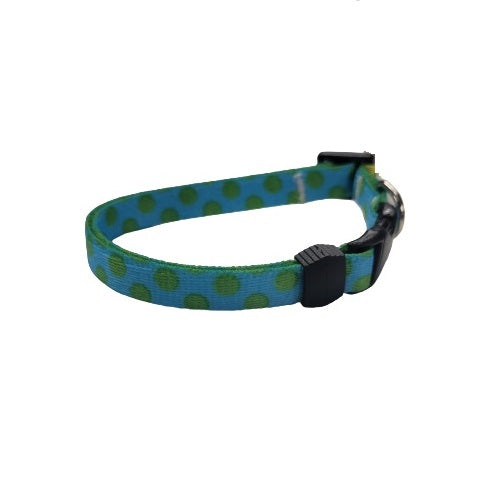 Yellow Dog Design - Blue & Green Polka Dot Cat Collar