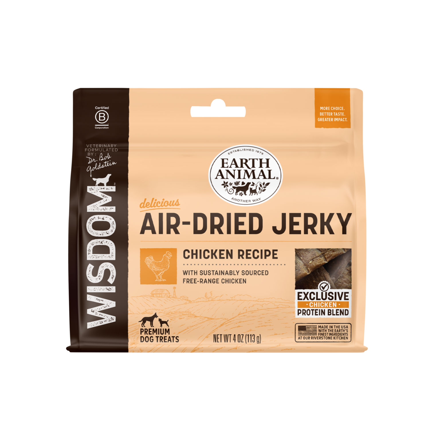 Earth Animal - Air-Dried Wisdom Jerky, Chicken Recipe