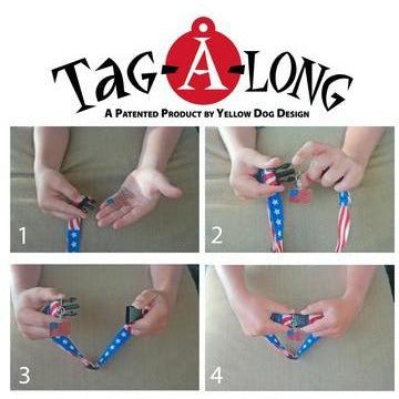 Diagram of how to use the Tag-A-Long System for Dog Tags