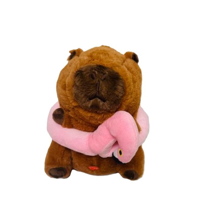 Patchwork Pet -Cuddler Capybara w/Flamingo Floaty Plush Dog Toy - 11"