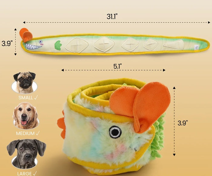 Nocciola - Ribbon Eel Dog Toy - Roll Up & Crinkle