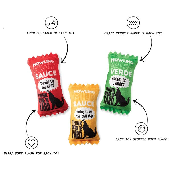 PetShop by Fringe Studios - Howling Hot Sauce Set - 3 Pc Dog Toy Set