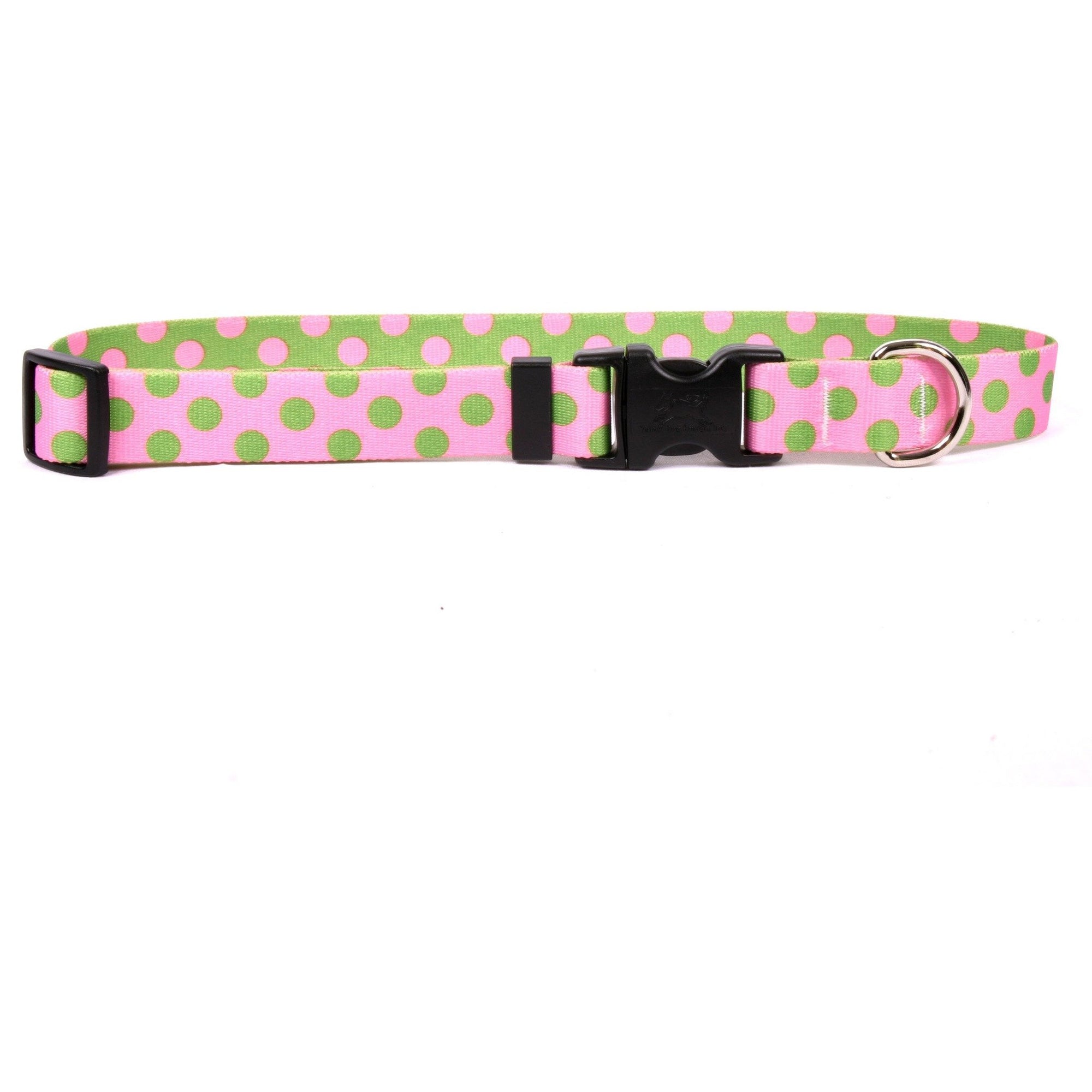 Yellow Dog Design - Pink & Green Polka Dot Cat Collar