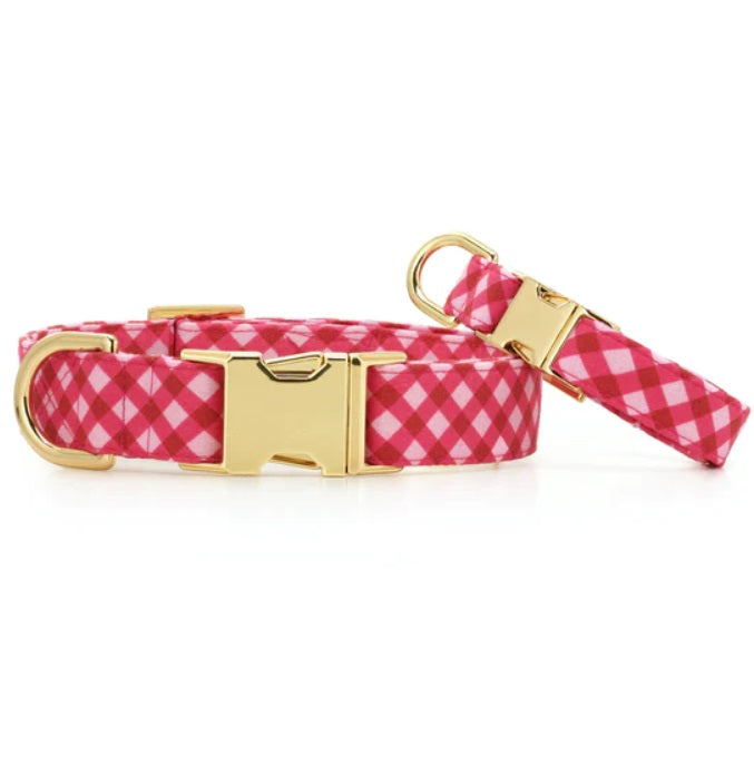 The Foggy Dog - Raspberry Gingham Dog Collar
