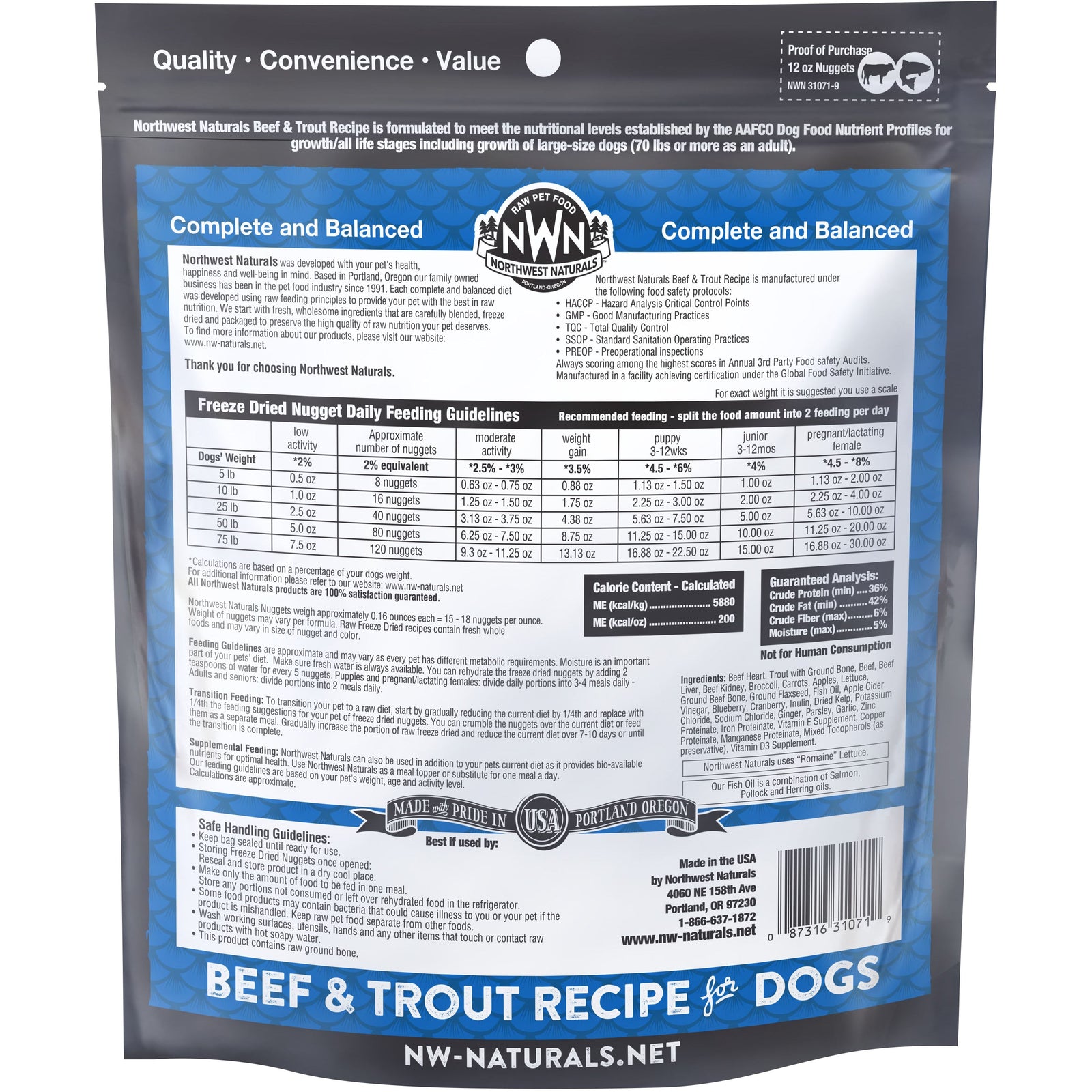 Northwest Naturals - Freeze Dried Nuggets for Dogs 12oz