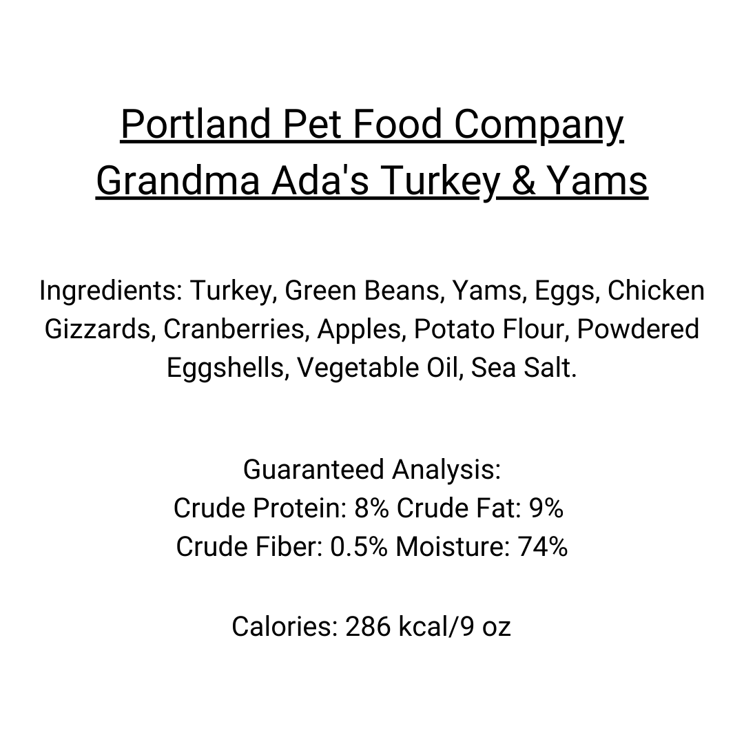 Portland Pet Food - Grandma Ada&#39;s Grain Free Turkey N&#39; Yams Meal