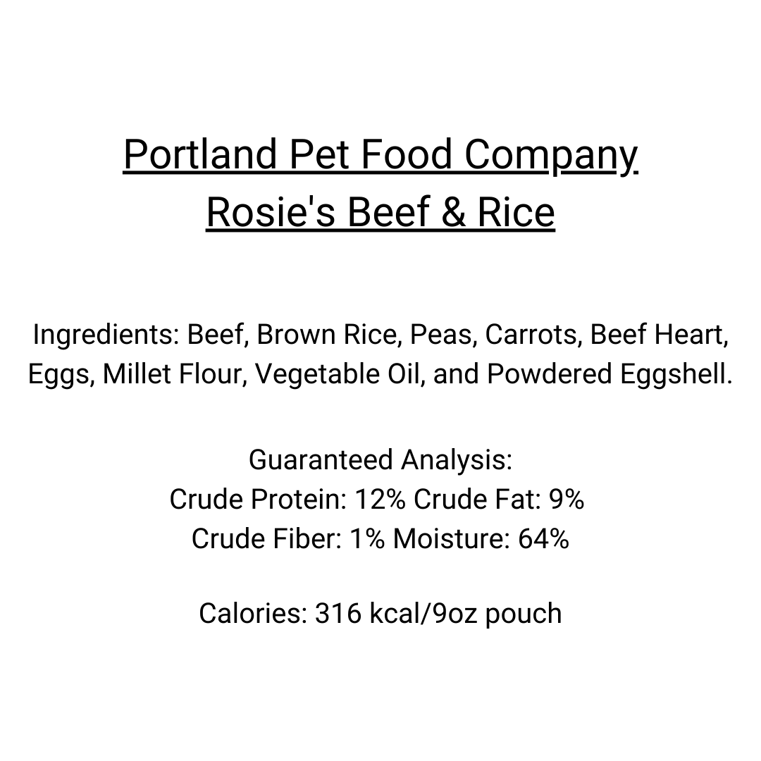 Portland Pet Food Company - Gluten Free Rosie&#39;s Beef N&#39; Rice Meal
