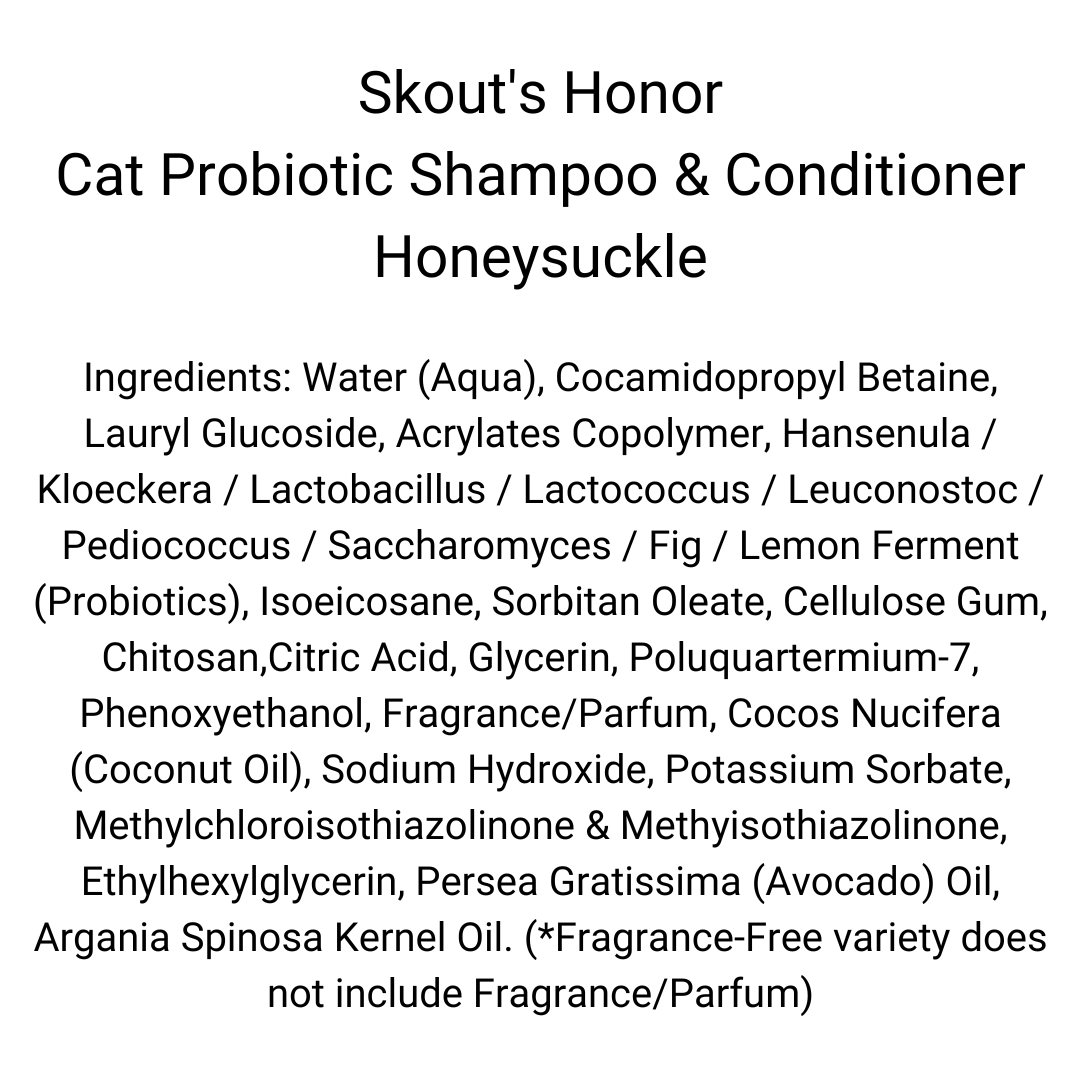Skout&#39;s Honor - Cat Probiotic Shampoo &amp; Conditioner, Honeysuckle