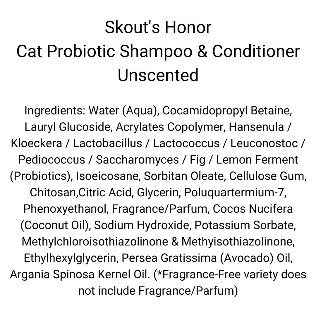 Skout&#39;s Honor - Cat Probiotic Shampoo &amp; Conditioner, Unscented