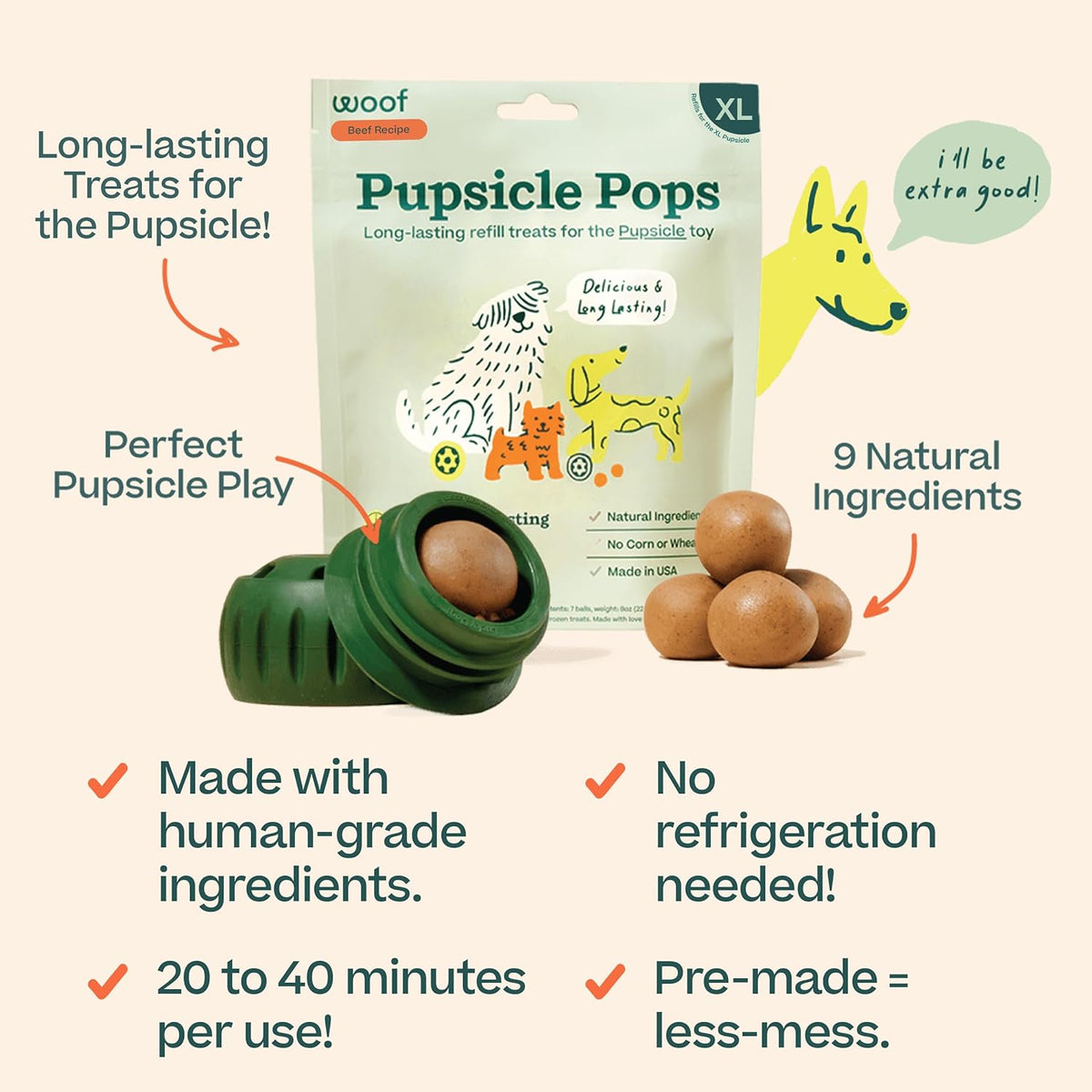 WOOF - Pupsicle Jingle Pops, Peanut Butter &amp; Beef