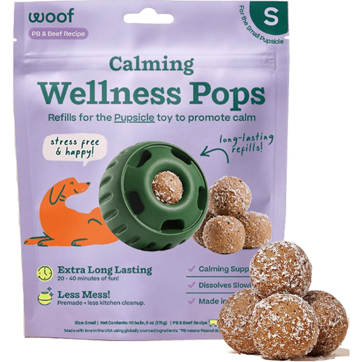 WOOF - Calming Pupsicle Pops, Beef and Peanut Butter