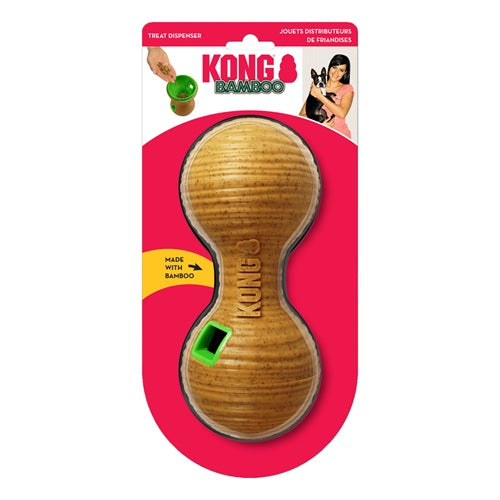 Kong - Bamboo Dumbbell Treat Dispenser Dog Puzzle Toy