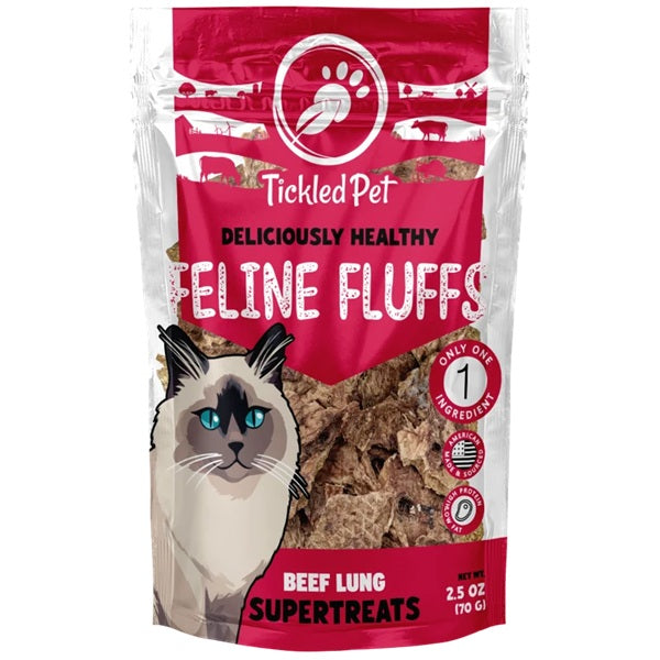 Tickled Pet Cat Treats- Feline Fluff Beef Lung, 2.5 oz