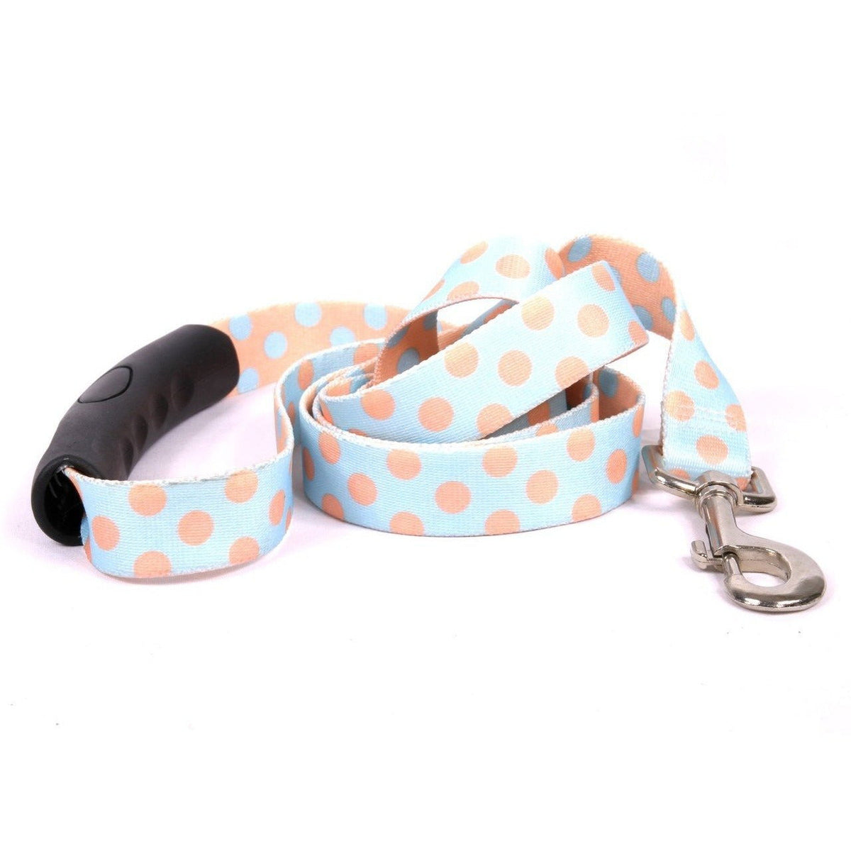 Yellow Dog Design - EZ-Grip Blue and Melon Polka Dot Leash