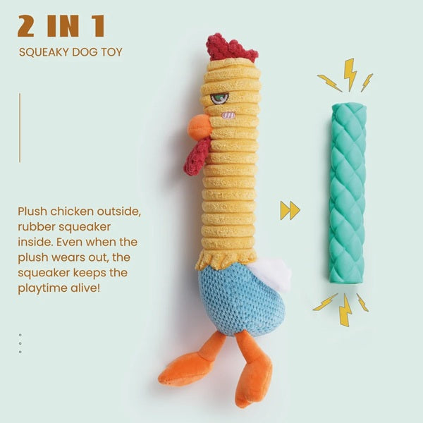 Nocciola - Chicken Lives Twice 3-in-1 Squeaky Dog Toy