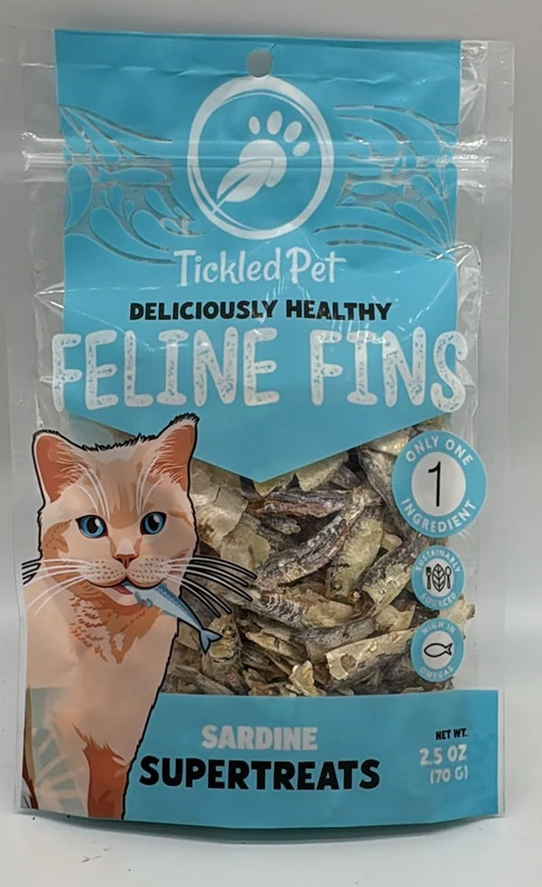Tickled Pet Cat Treats - Feline Fins Sardines, 2.5 oz