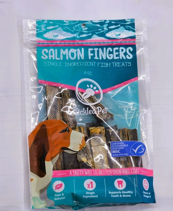 Tickled Pet - Salmon Skin Finger Chew Treats, Dog Chews 6 oz