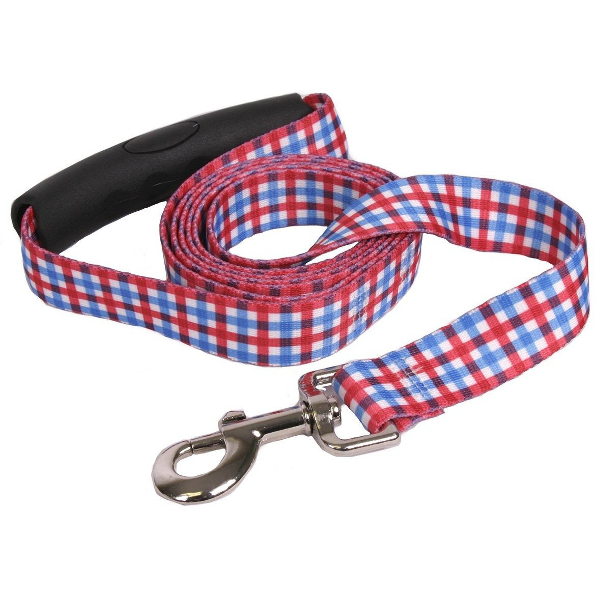 Yellow Dog Design - EZ-Grip Gingham Red &amp; Blue Leash
