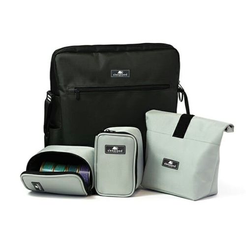 Sleepypod Go Travel Bag - Jet Black Carrying Case/Silver Storage Containers