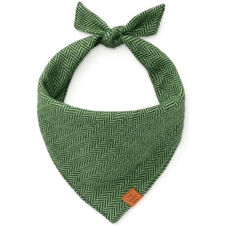The Foggy Dog - Green Herringbone Flannel Bandana