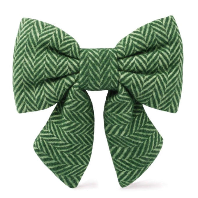 The Foggy Dog - Green Herringbone Flannel Lady Bow Tie