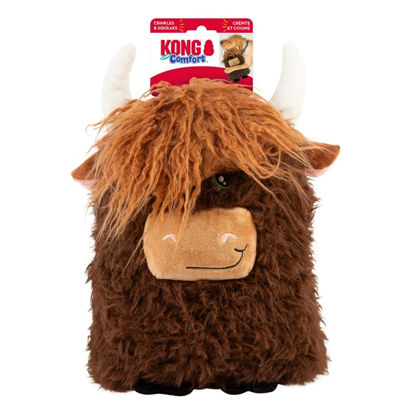 KONG Jumbo Comfort - Highland Cow Dog Toy, XL - Assorted Colors