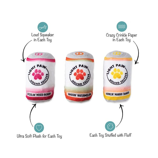 PetShop by Fringe Studios - Light Paw Cans - 3 Pc Dog Toy Set
