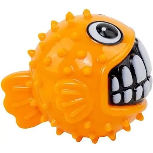 KONG Grinz - Puffer Fish Dog Ball Toy, Medium