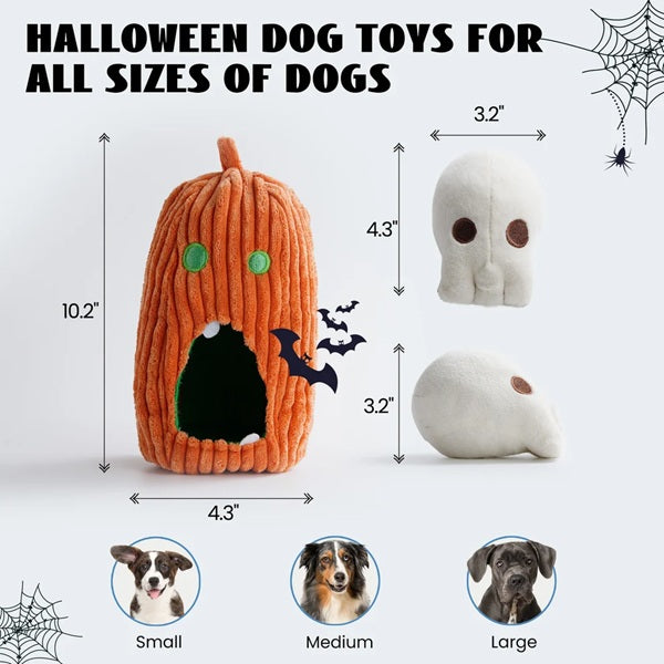 Nocciola - Halloween Pumpkin & Skulls Puzzle Dog Toy