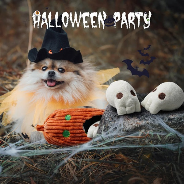 Nocciola - Halloween Pumpkin & Skulls Puzzle Dog Toy