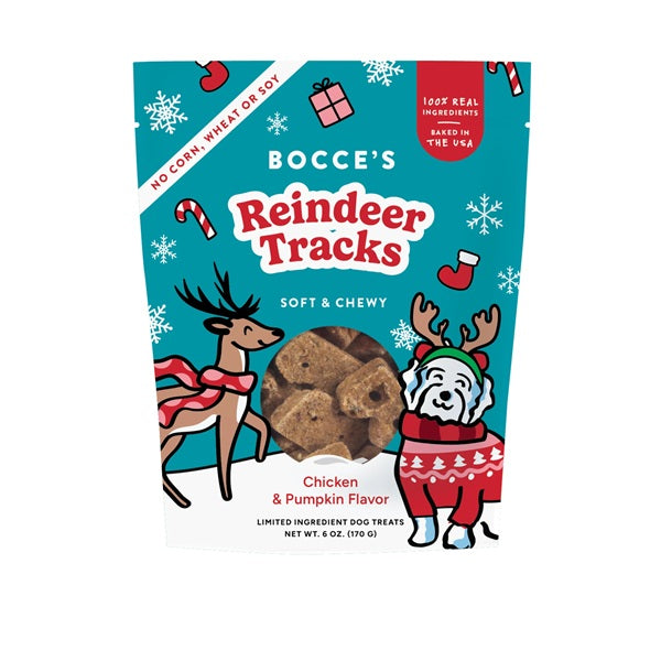 Bocce's - Reindeer Tracks - Chicken &amp; Pumpkin Treats - 6oz