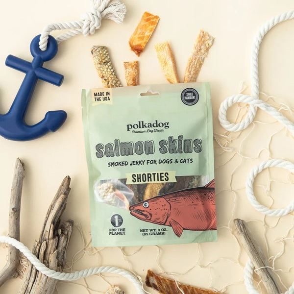 Polkadog - Salmon Skins - Smoked Jerky for Dogs & Cats, 3oz