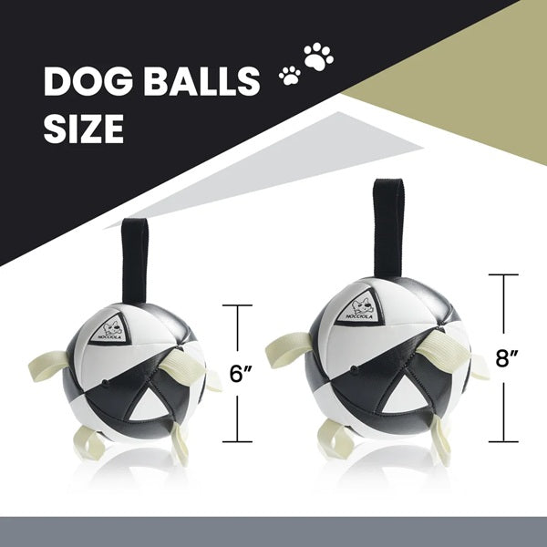 Nocciola - Black & White Soccer Ball Dog Toy w/Straps - 6" Medium Ball