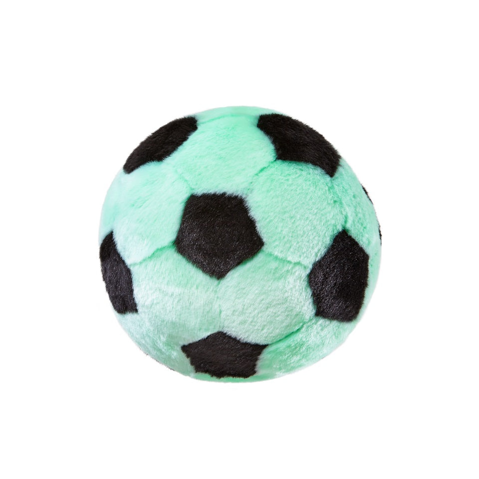 Fluff Tuff Squeakerless Soccer Ball Dog Toy King Duke's