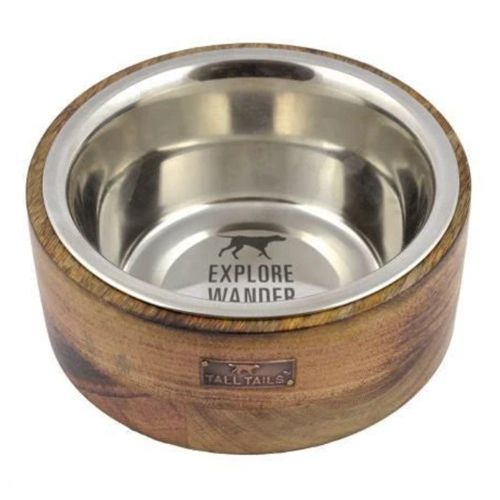 Tall Tails - Designer Dog Bowl - Wood &amp; Stainless Steel