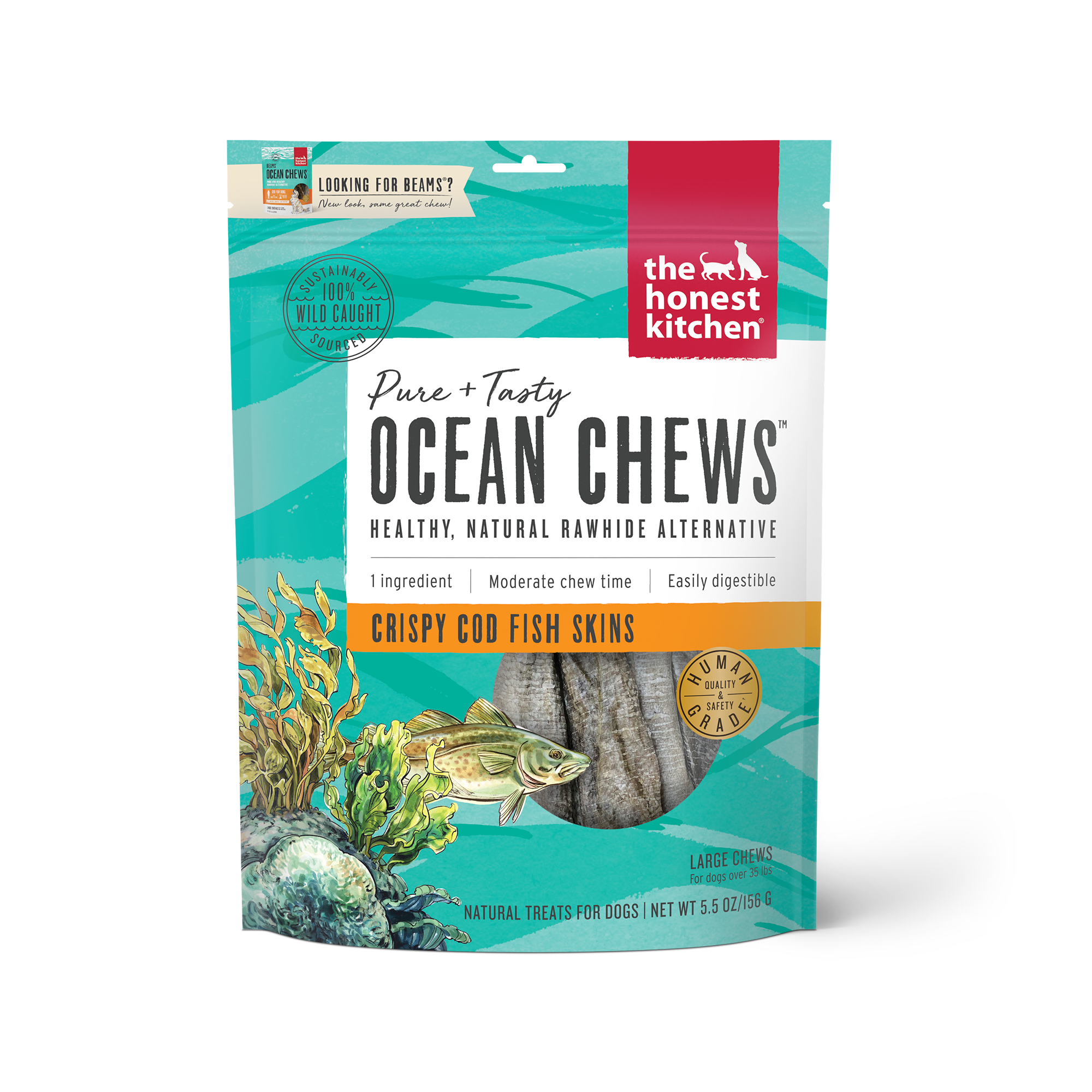 The Honest Kitchen Ocean Chews - Crispy Cod Fish Skins 5.5oz