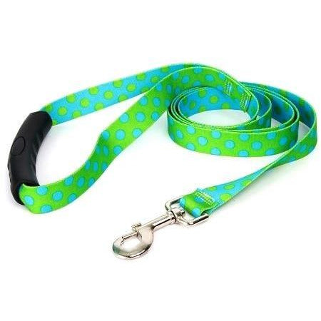 Yellow Dog Design - EZ-Grip Green and Blue Polka Dot Leash