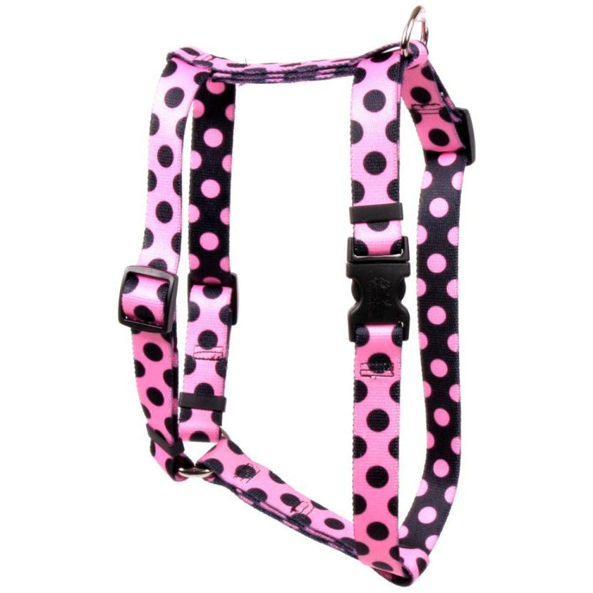 Yellow Dog Design - Roman Dog Harness, Pink & Black Polka Dot
