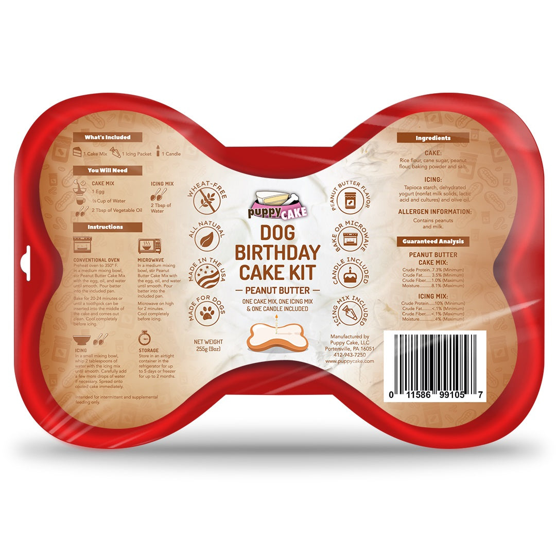 Puppy Cake - Peanut Butter Cake Mix Kit for Dogs
