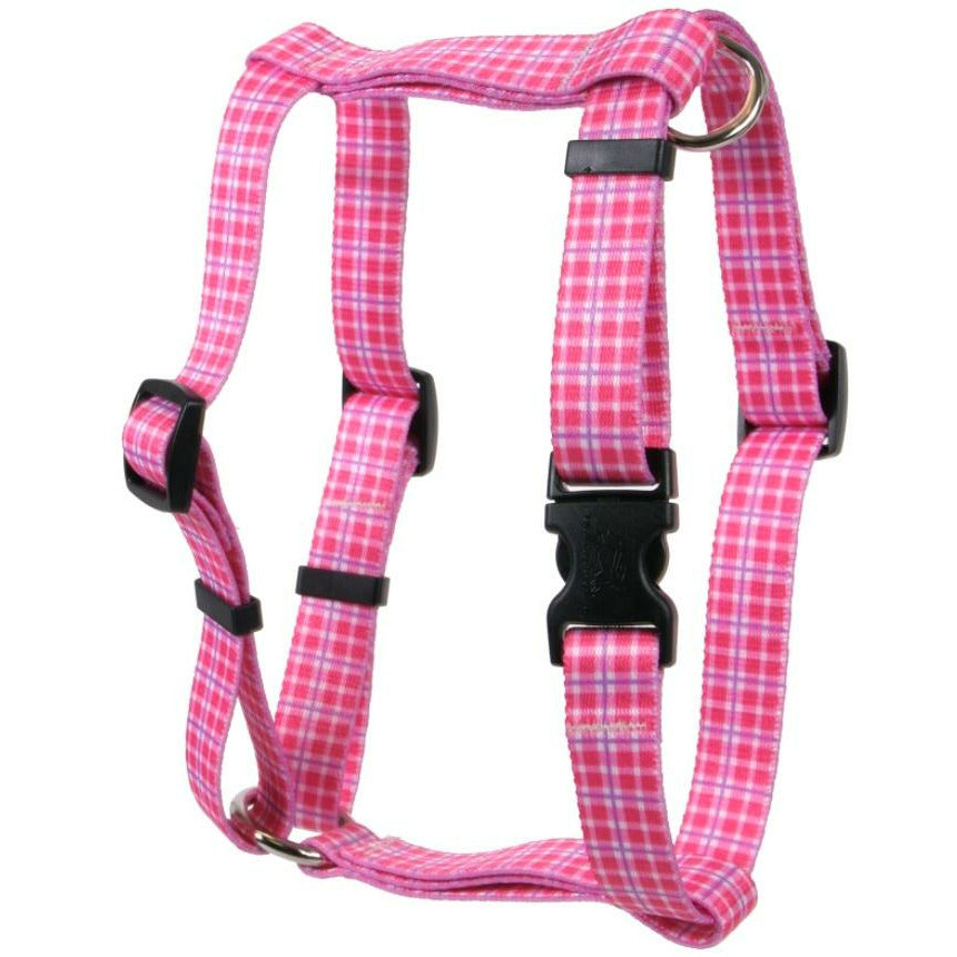 Yellow Dog Design - Roman Dog Harness, Preppy Plaid Pink