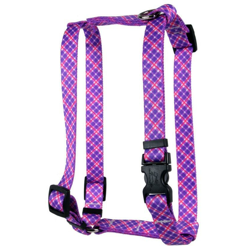 Yellow Dog Design - Roman Dog Harness, Purple & Pink Plaid