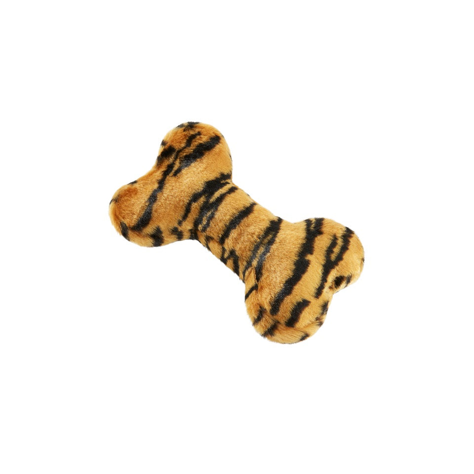 Fluff & Tuff Tiger Bone Plush Dog Toys